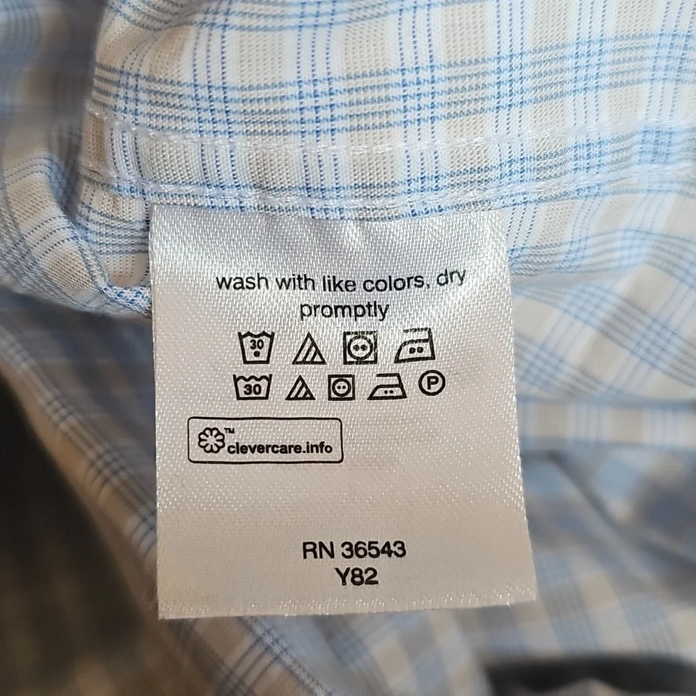 Michael Kors Slim Fit Blue Tan Button Down Dress Shirt Mens Size XL 17-1/2 34-35 - Picture 11 of 13